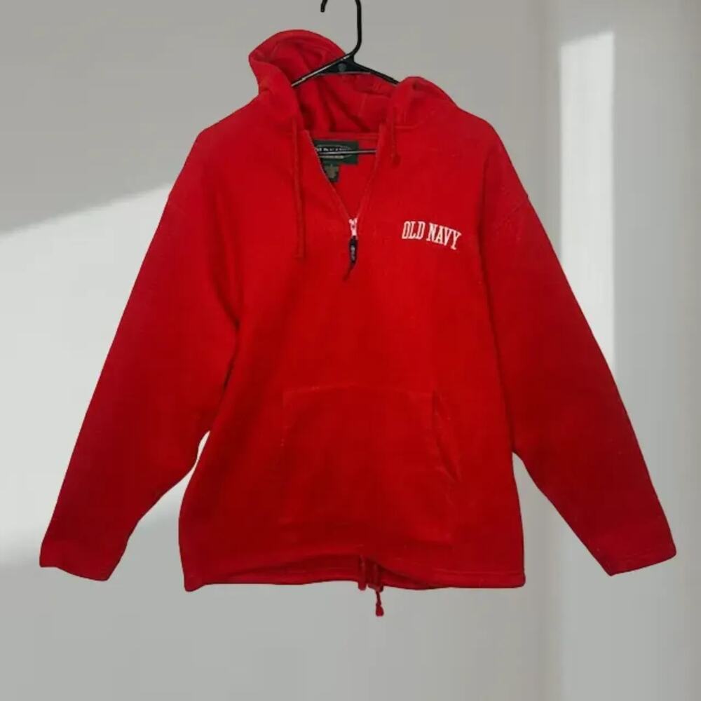 Old Navy Quarter-Zip Fleece Hoodie – Red (Women’s Small)